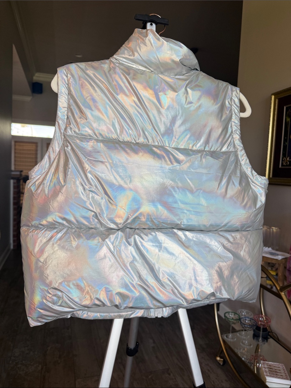 Love Streak Iridescent Silver Puffer Vest - Picture 3 of 3